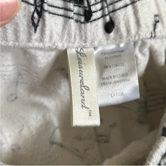 100% Cotton Flannel Pajama Pants Music Notes Size Large - Picture 4 of 4